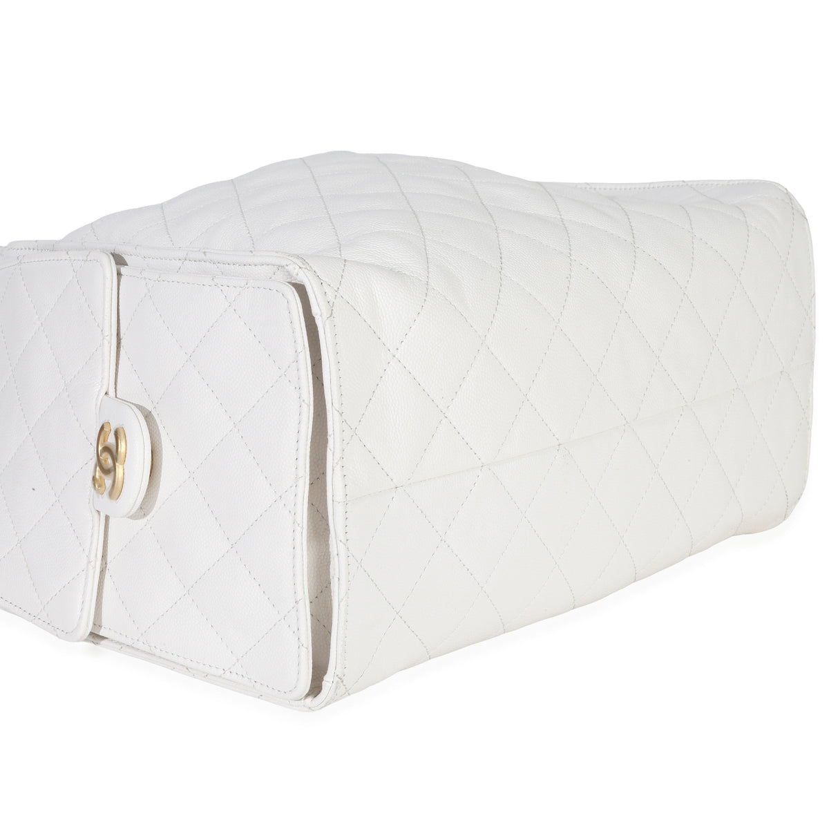 Chanel White Quilted Caviar Large  25 Hobo Handbag Handbag clasp
