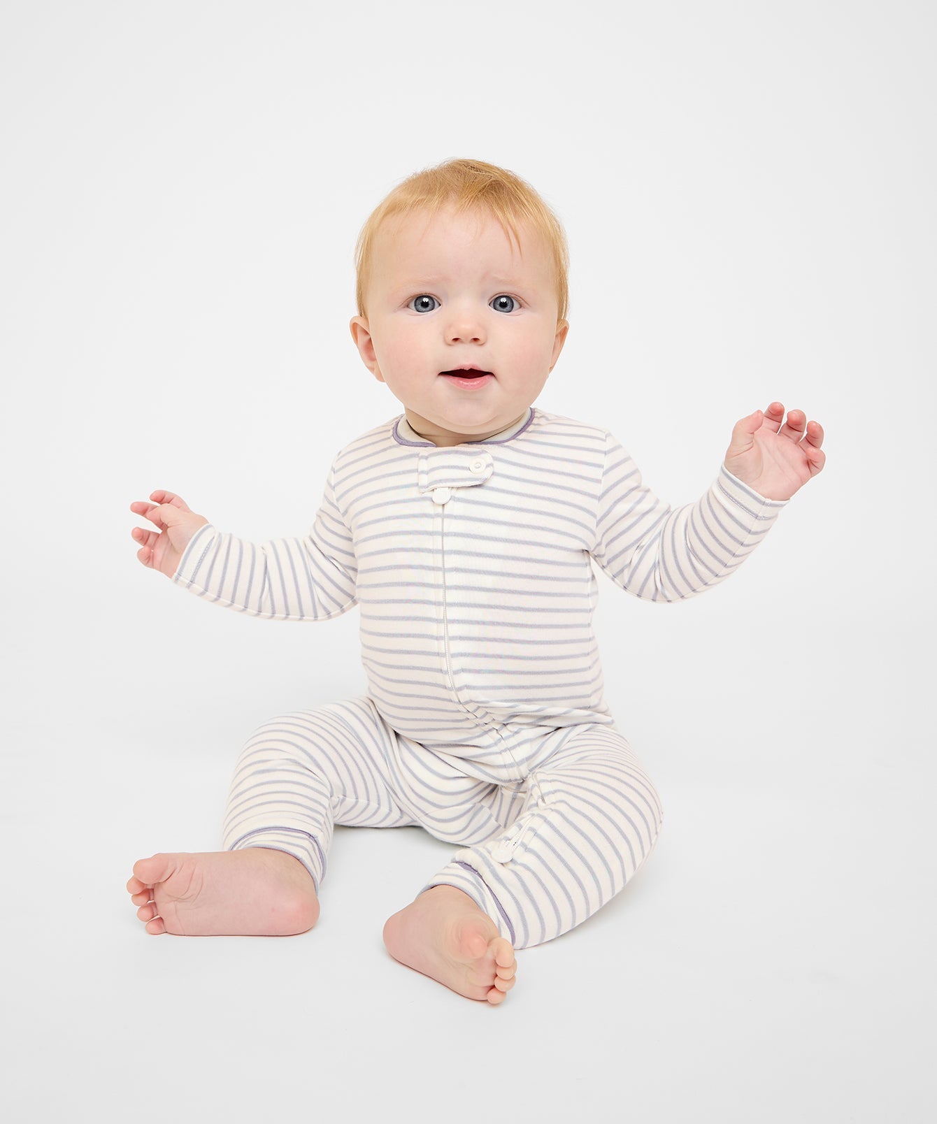 Ziggy Zip Romper in Cloud Mini Stripe