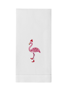 Santa Hat Flamingo Hand Towel