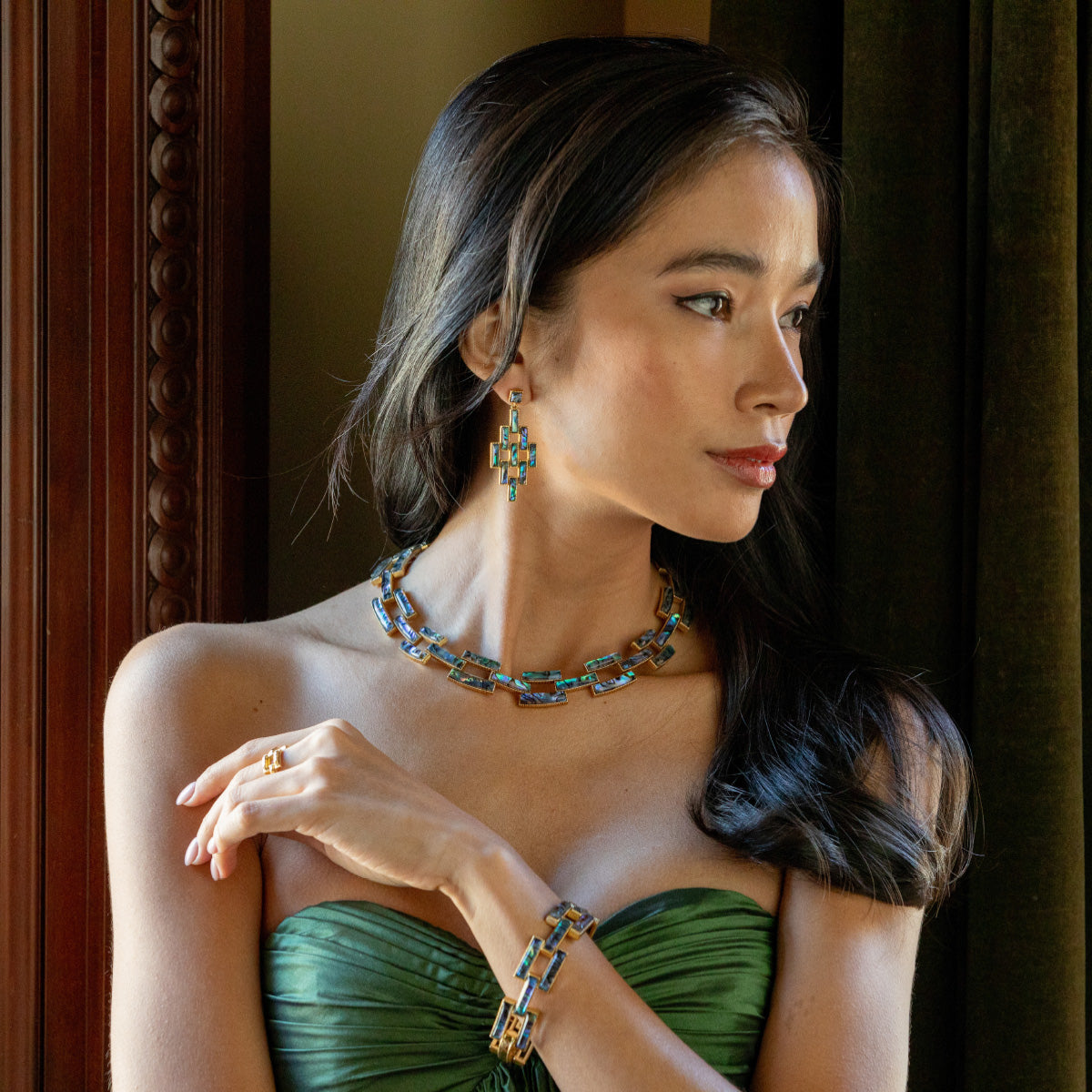 Pathway Post Drop Earrings in Abalone