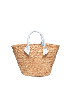 Rosie Woven Straw Ribbon-Handle Tote