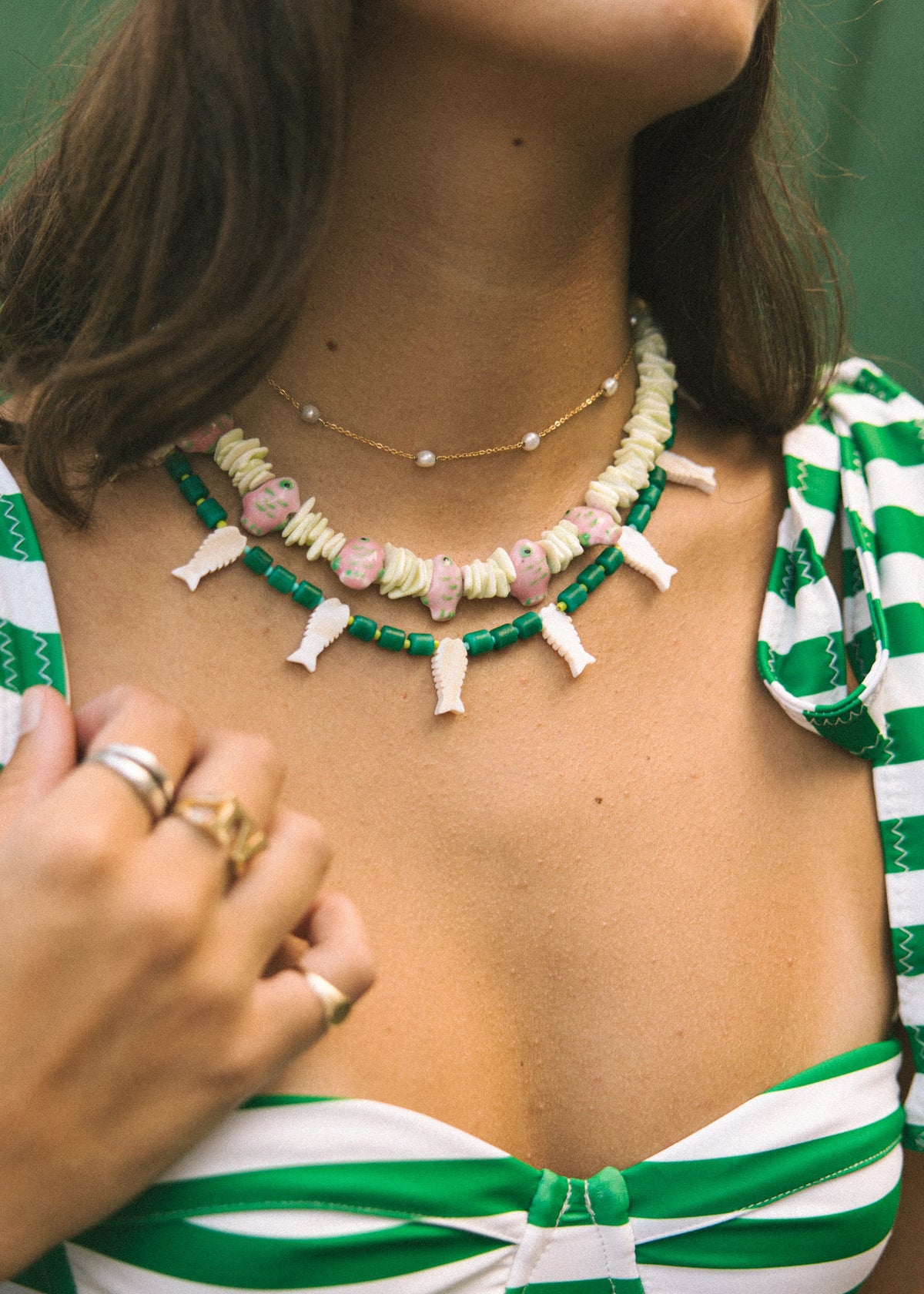 Mother Of Pearl Charm Fish Necklace