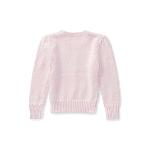 Flag Cotton Crewneck Sweater in Pink