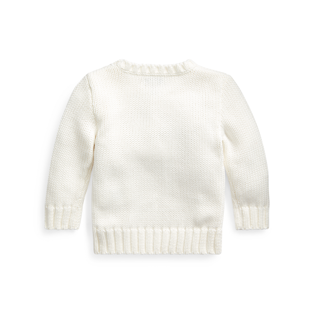 Flag Cotton Crewneck Sweater in White