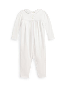 Smocked Organic Cotton Coverall