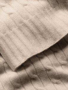 Cable Cashmere Throw Blanket in Natural
