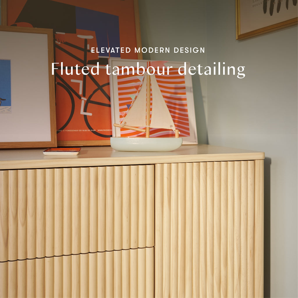 Pogo Tambour Extra Wide Assembled Dresser (58") in Blonde