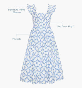 The Ellie Nap Dress in Blue Marigold Block