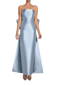 Camille Silk and Wool Column Gown with Removable Train