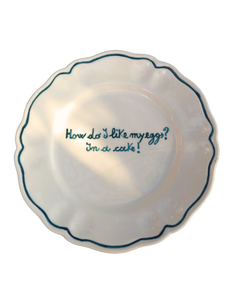 How Do I Like My Eggs? In a Cake Scalloped Plate, Set of 6