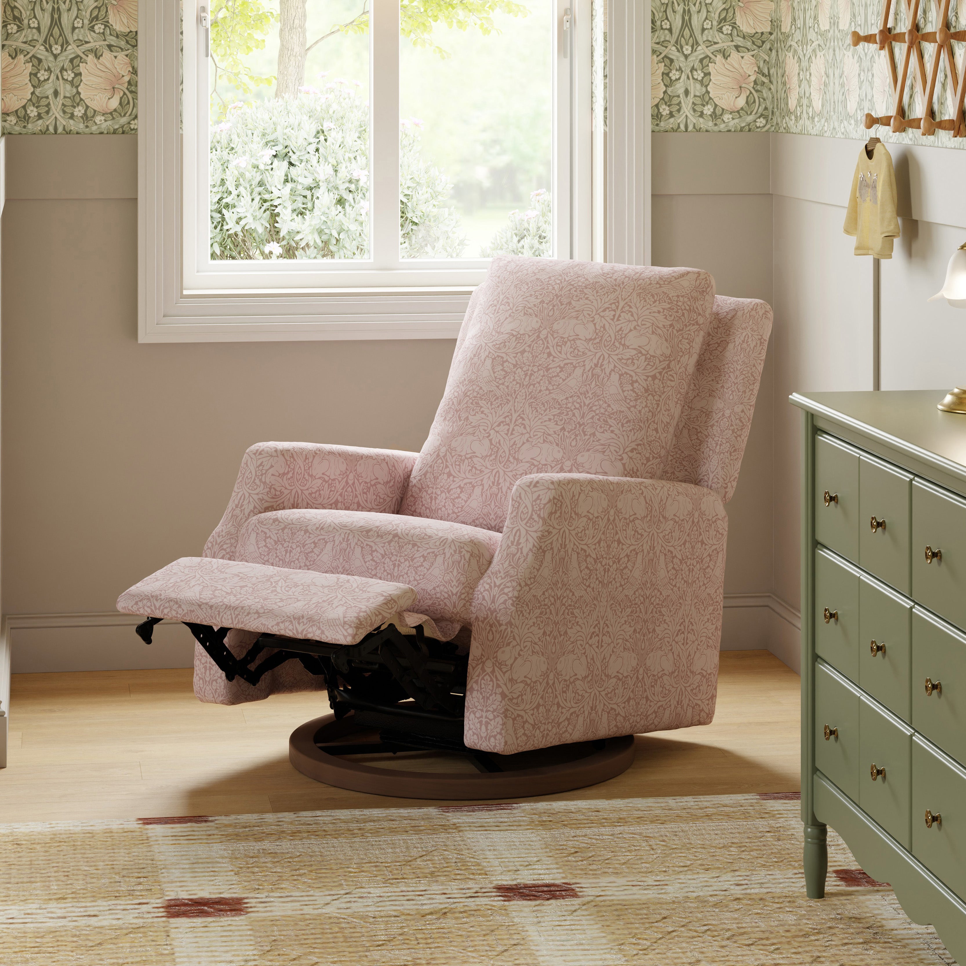 Morris & Co. x Namesake Crewe Recliner and Swivel Glider Pure Brer Rabbit in Rose