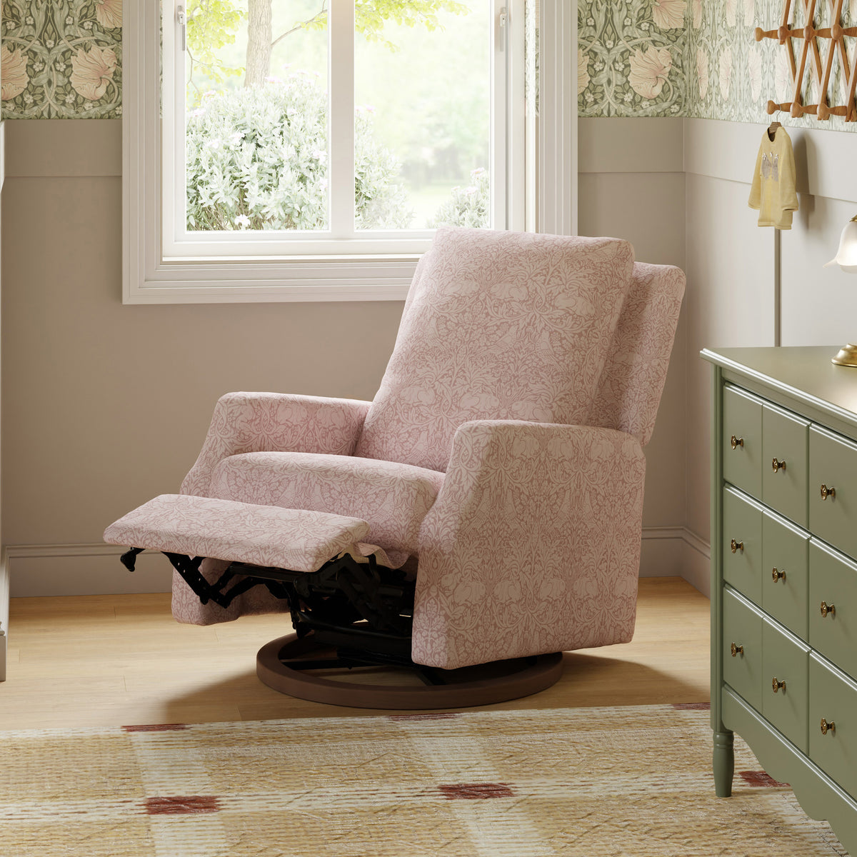 Morris & Co. x Namesake Crewe Recliner and Swivel Glider Pure Brer Rabbit in Rose