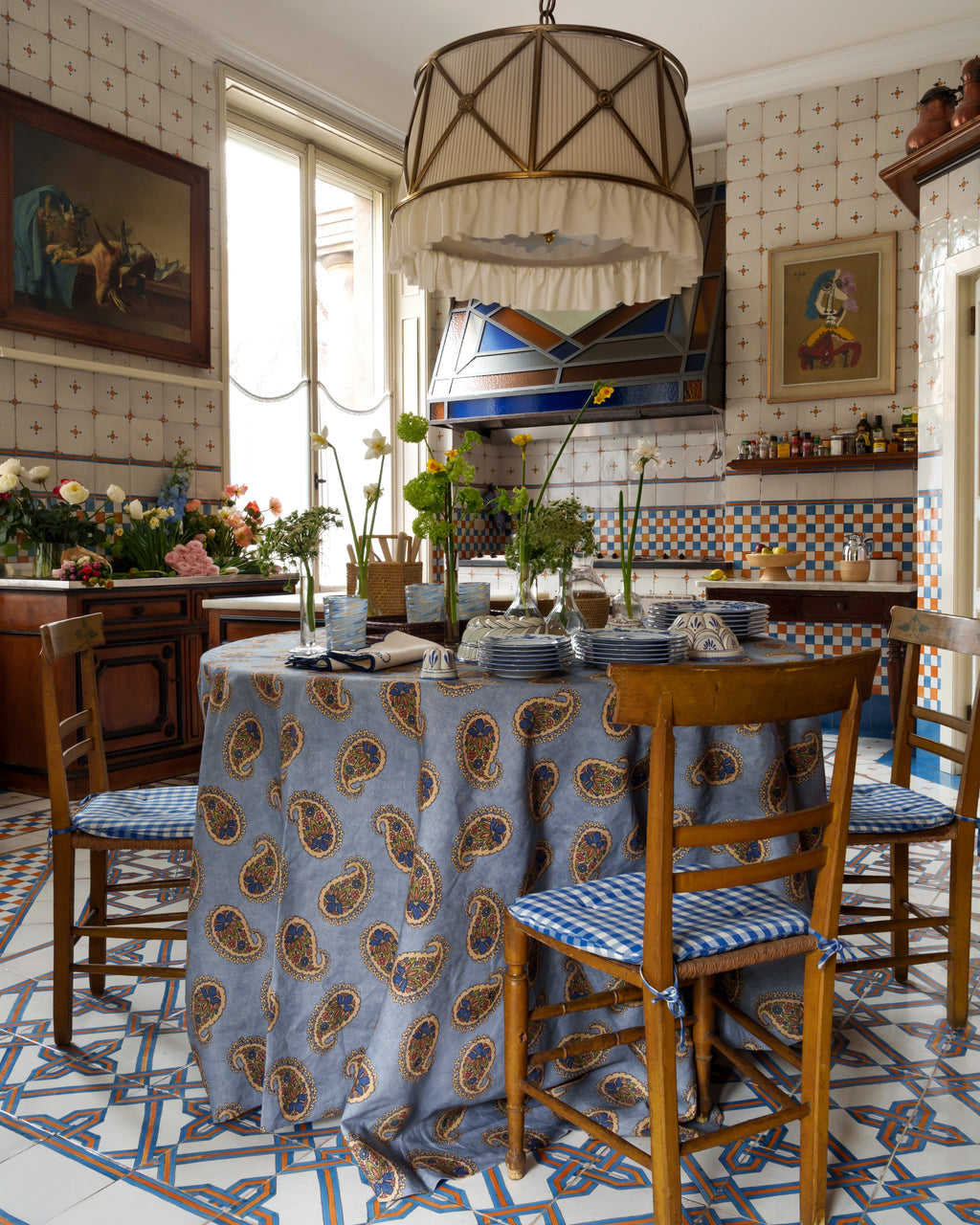 Square Babe Tablecloth in Light Blue