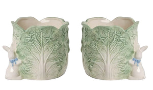 Cabbage and Bunny Cachepots, Set of 2