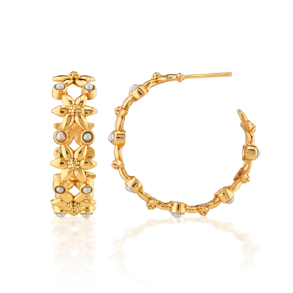 Jasmine Hoop Earrings in Pearl