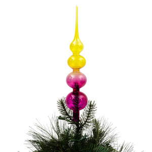 Glass Bubble Ombre Tree Topper in Pink and Citrine