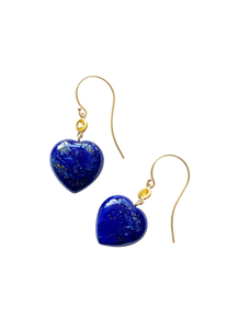 Petits Coeurs Lapis Lazuli & Sapphire Gold Earrings