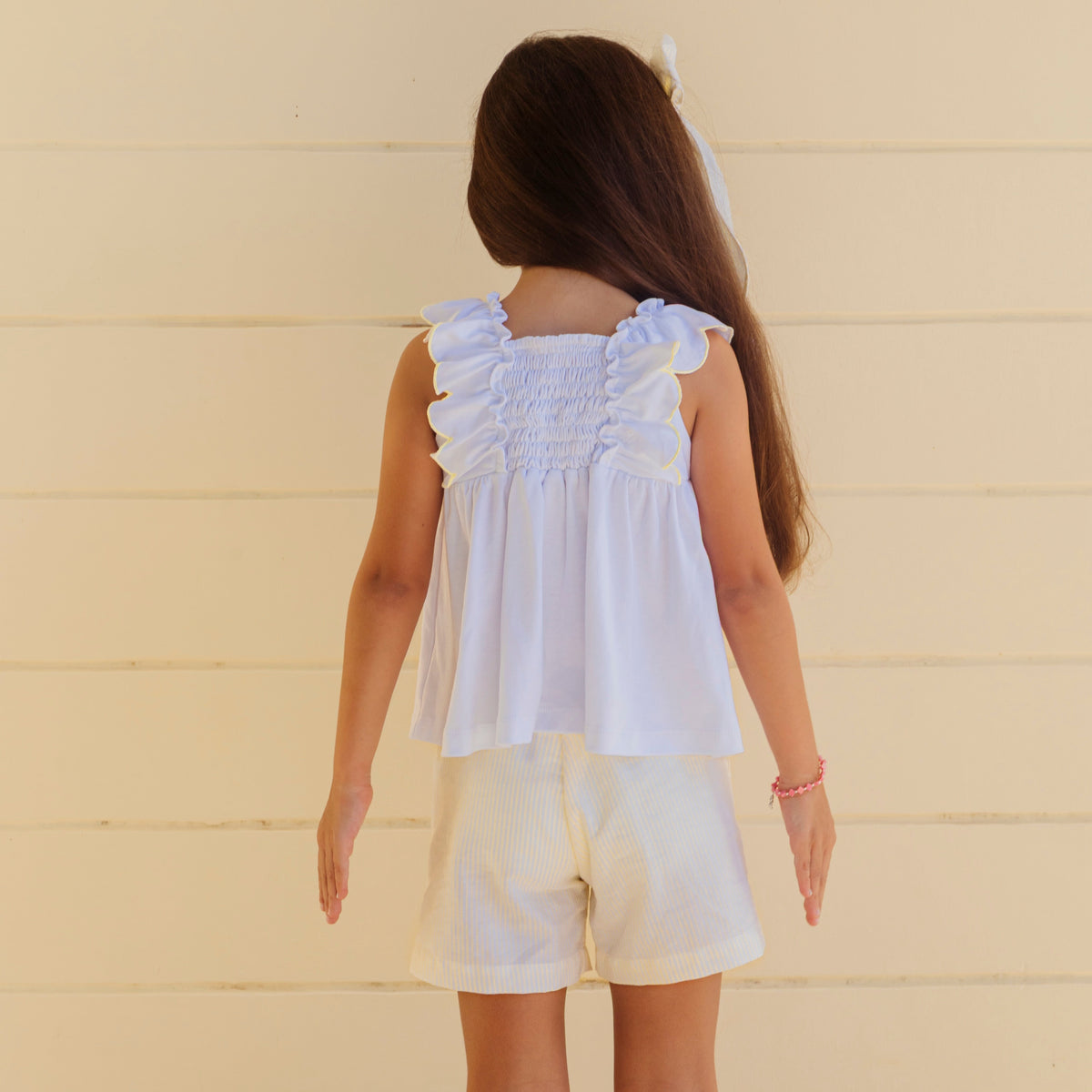 Annie Girl Set in Yellow Stripes