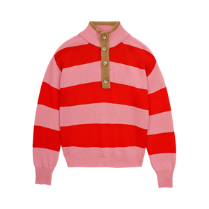 The Diana Sweater in Colorblock Pink and Red