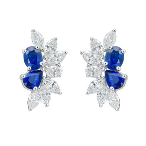 Deniz Blue Sapphire Stud Earrings - Jewelry - RUCHI New York