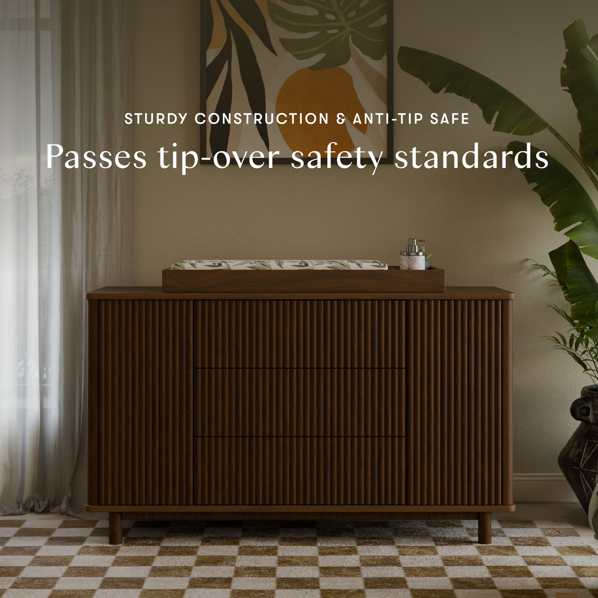 Pogo Tambour Extra Wide Assembled Dresser (58") in Natural Walnut