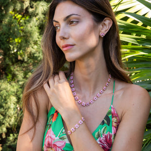 Dianthus Link Bracelet in Enamel/Jade