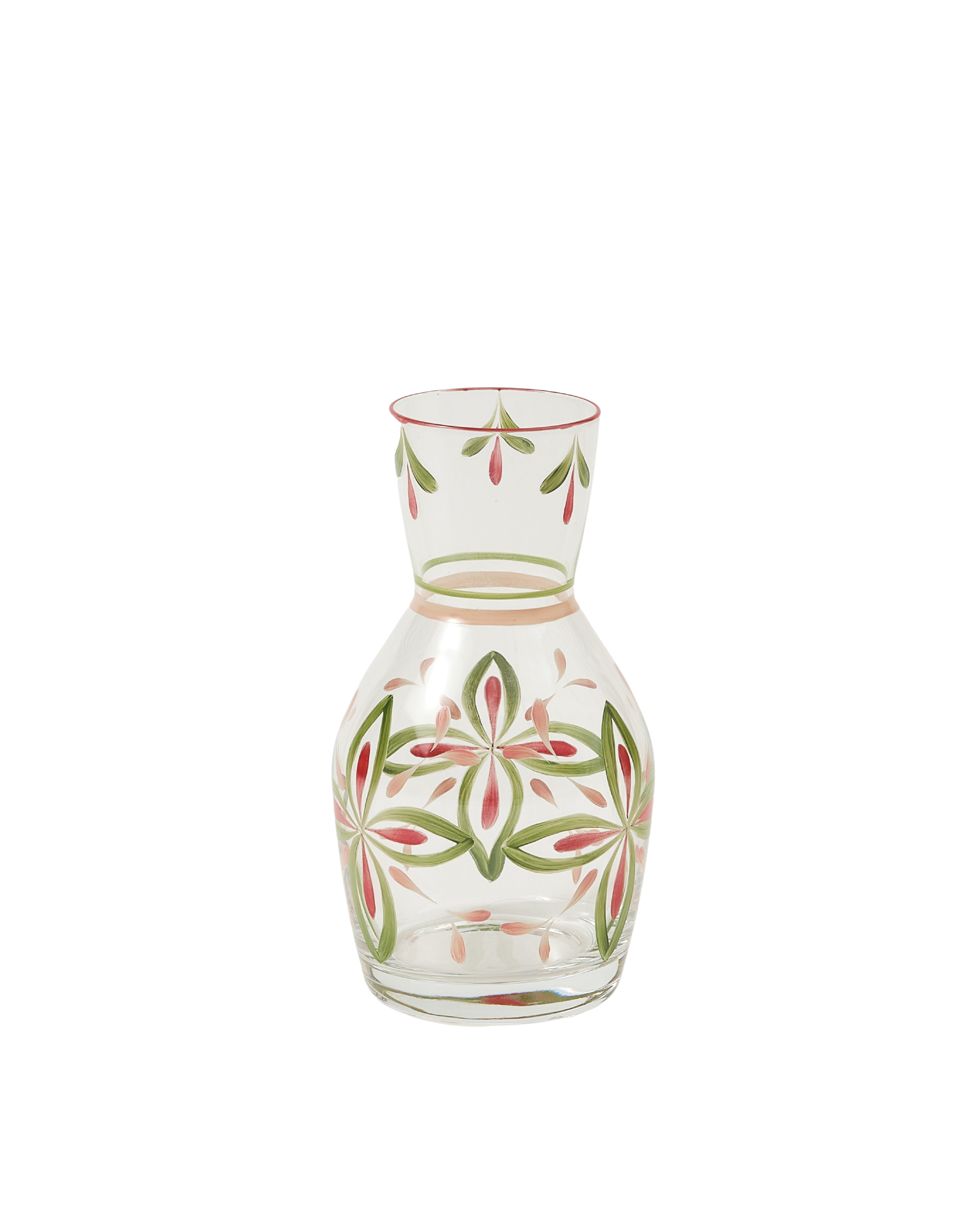 Hand Painted Carafe, Green and Pink