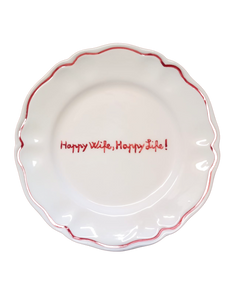 Happy Wife, Happy Life! Scalloped Plate, Set of 6
