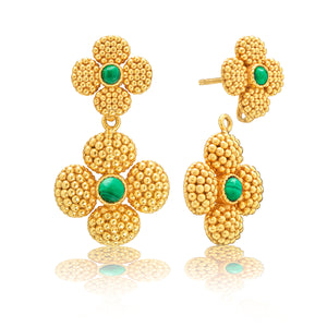 Berry Clover Convertible Duo Earrings in Malachite