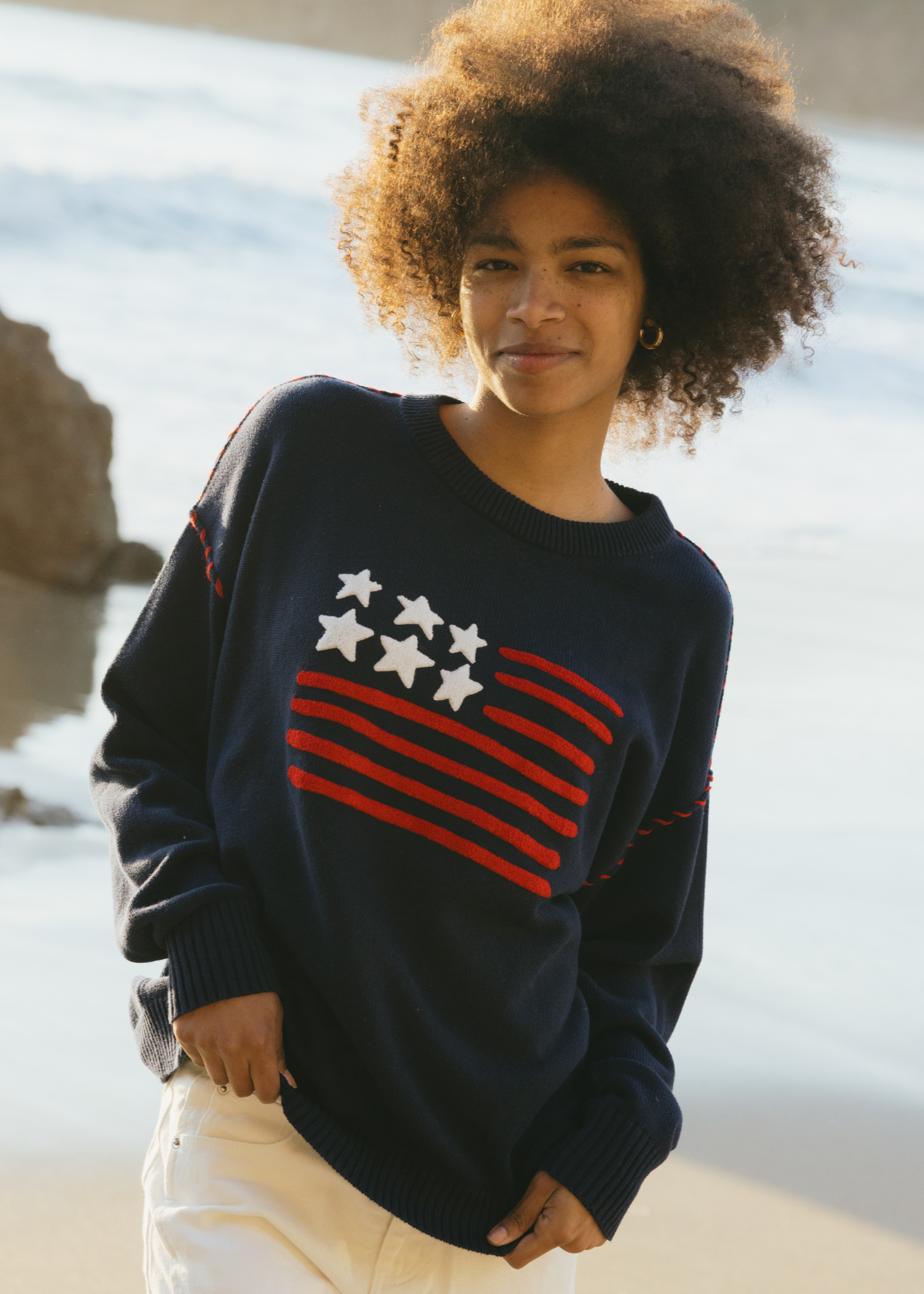 Riley Crew - American Flag in Navy