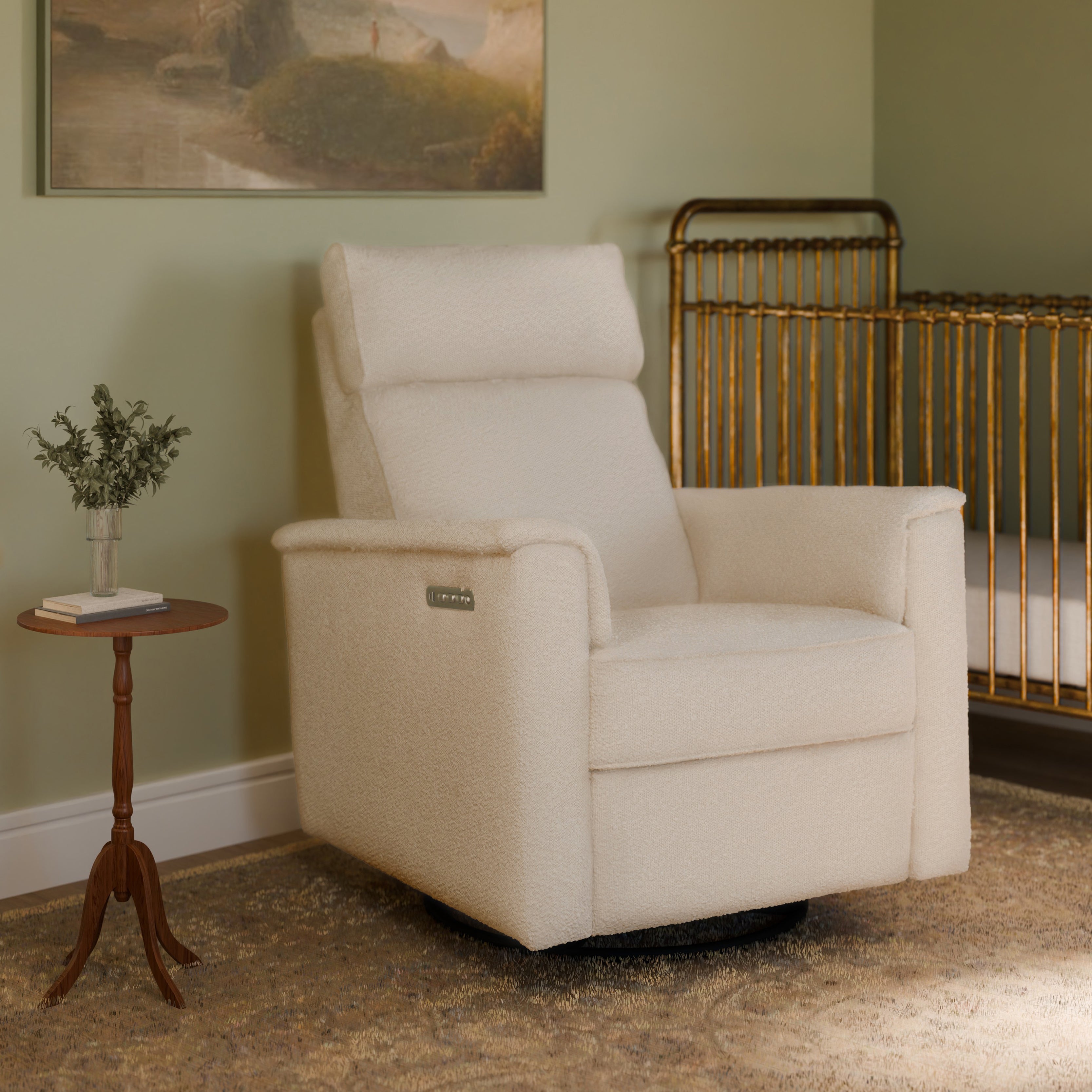 Willa Plus Power Glider Recliner w/ Power Headrest in Performance Ivory Boucle