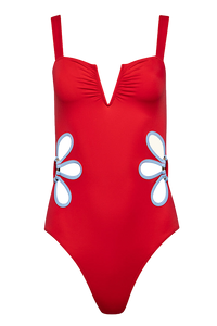 The Flora One-Piece in Poppy & Blue