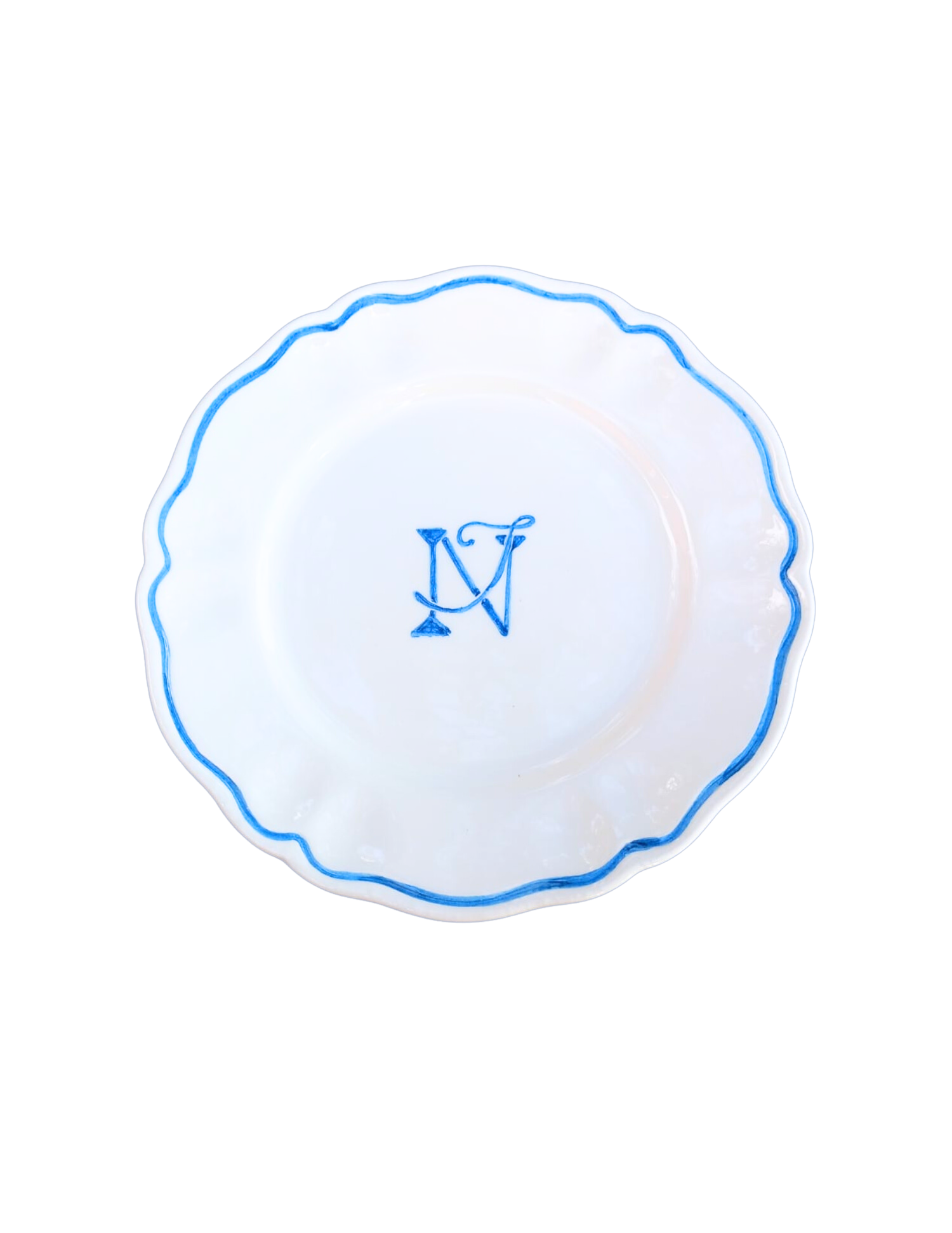 Personalized Monogram Scalloped Plate, Set of 6