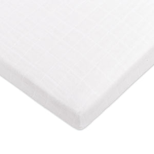 All-Stages Midi Crib Sheet in GOTS Certified Organic Muslin Cotton in White