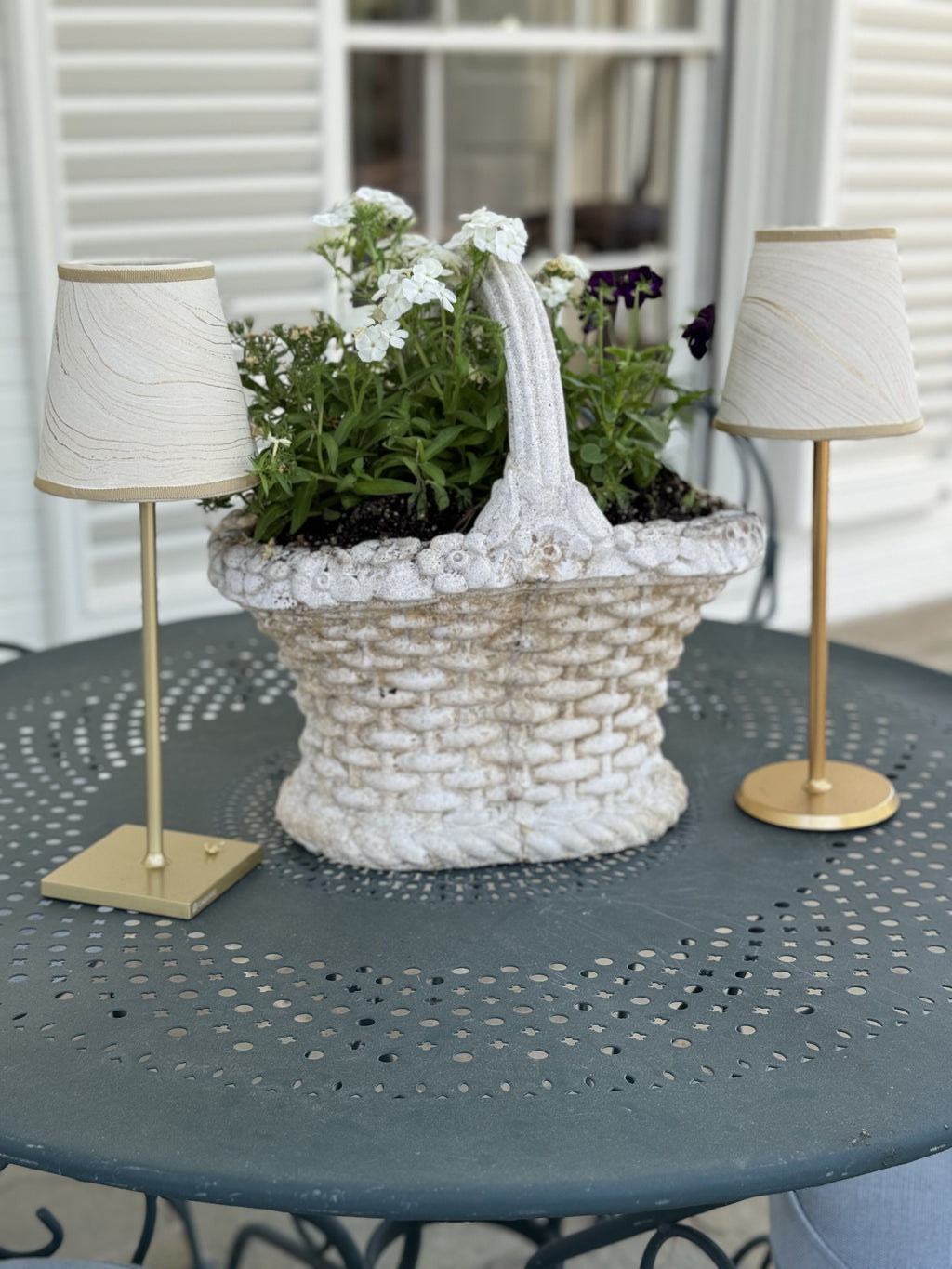 Small Marble Shade Cover in Ivory with Gold Trim