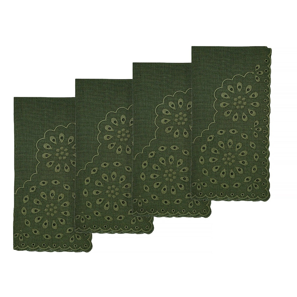 Green Eyelet Dinner Napkins (4) Tartan Chefanie 