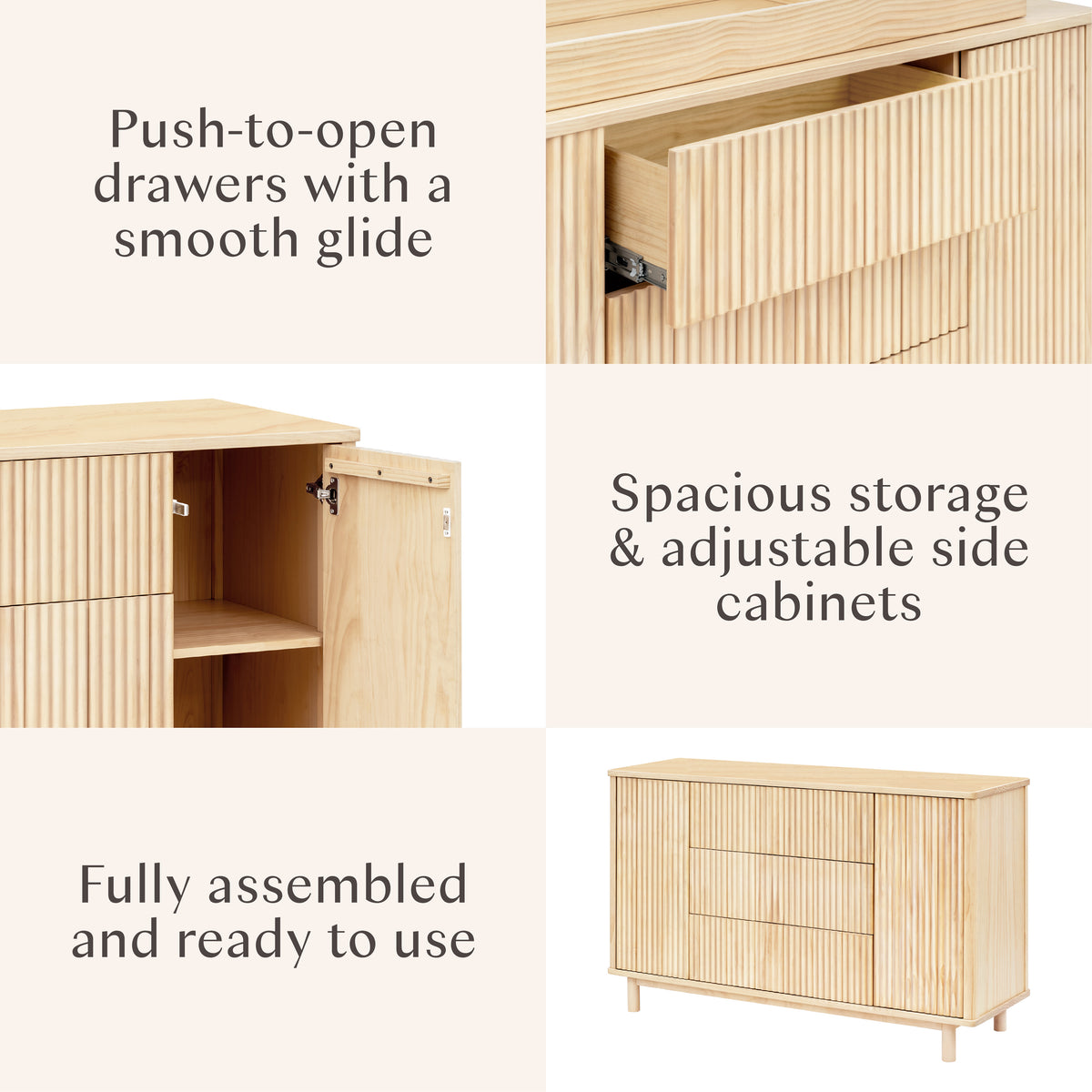 Pogo Tambour Extra Wide Assembled Dresser (58") in Blonde