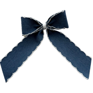 Denim Napkin Bow in Denim with White Scalloped Edge
