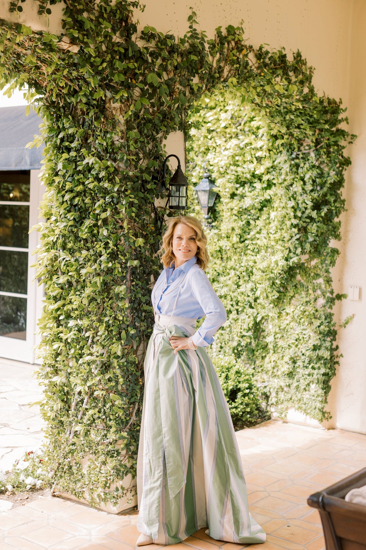 Socialite Skirt in Green Stripe