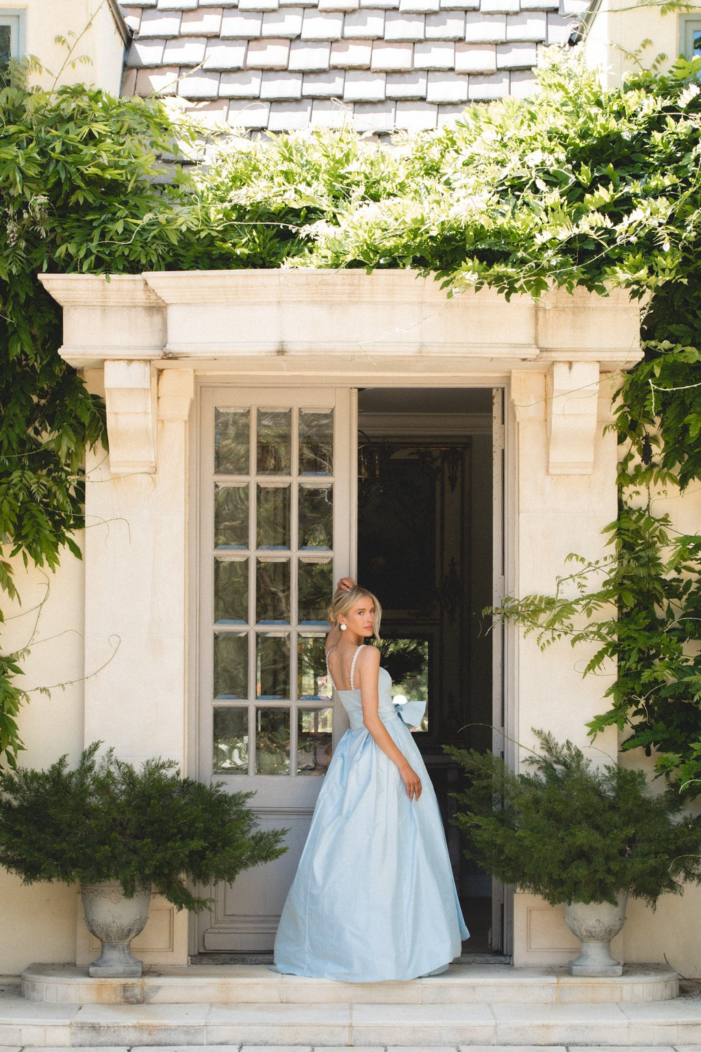 Pop of Pearl Gown in Blushed Blue