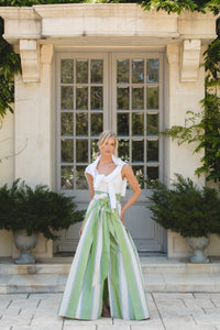 Socialite Skirt in Green Stripe