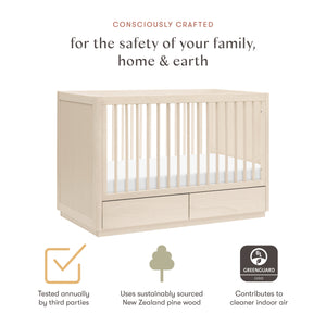 Bento 3-in-1 Convertible Storage Crib with Toddler Bed Conversion Kit in Washed Natural