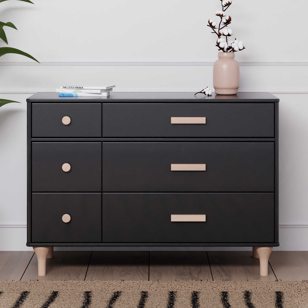 Lolly 6-Drawer Assembled Dresser (48") in Black & Washed Natural