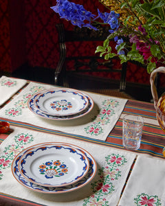 Rohida Embroidered Placemat, Red and White, Set of 2