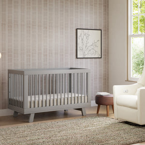 Hudson 3-in-1 Convertible Crib with Toddler Bed Conversion Kit in Grey