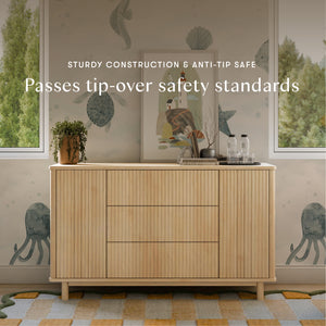 Pogo Tambour Extra Wide Assembled Dresser (58") in Blonde