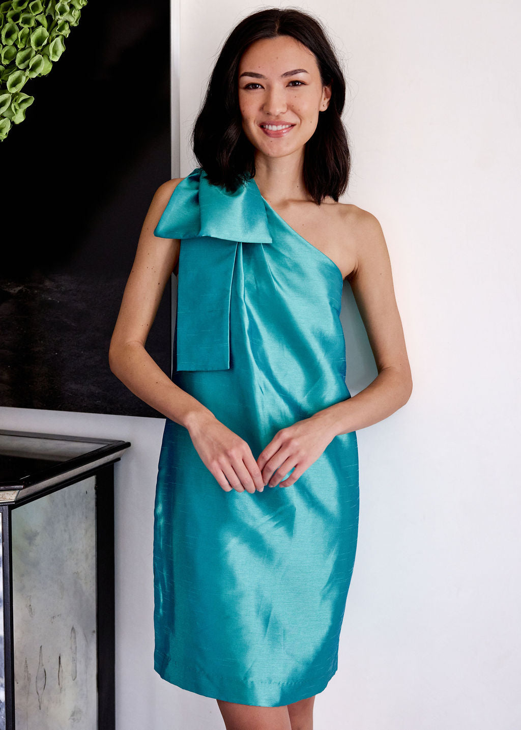 Cassie Dress in Teal Dupioni