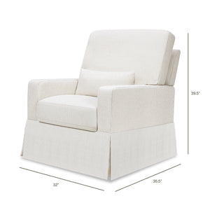 Crawford Pillowback Comfort Swivel Glider in Fog Chatham Stripe Performance Eco-Weave