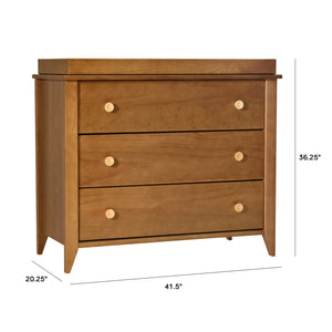 Sprout 3-Drawer Compact Changer Dresser with Removable Changing Tray (42") in Chestnut & Natural