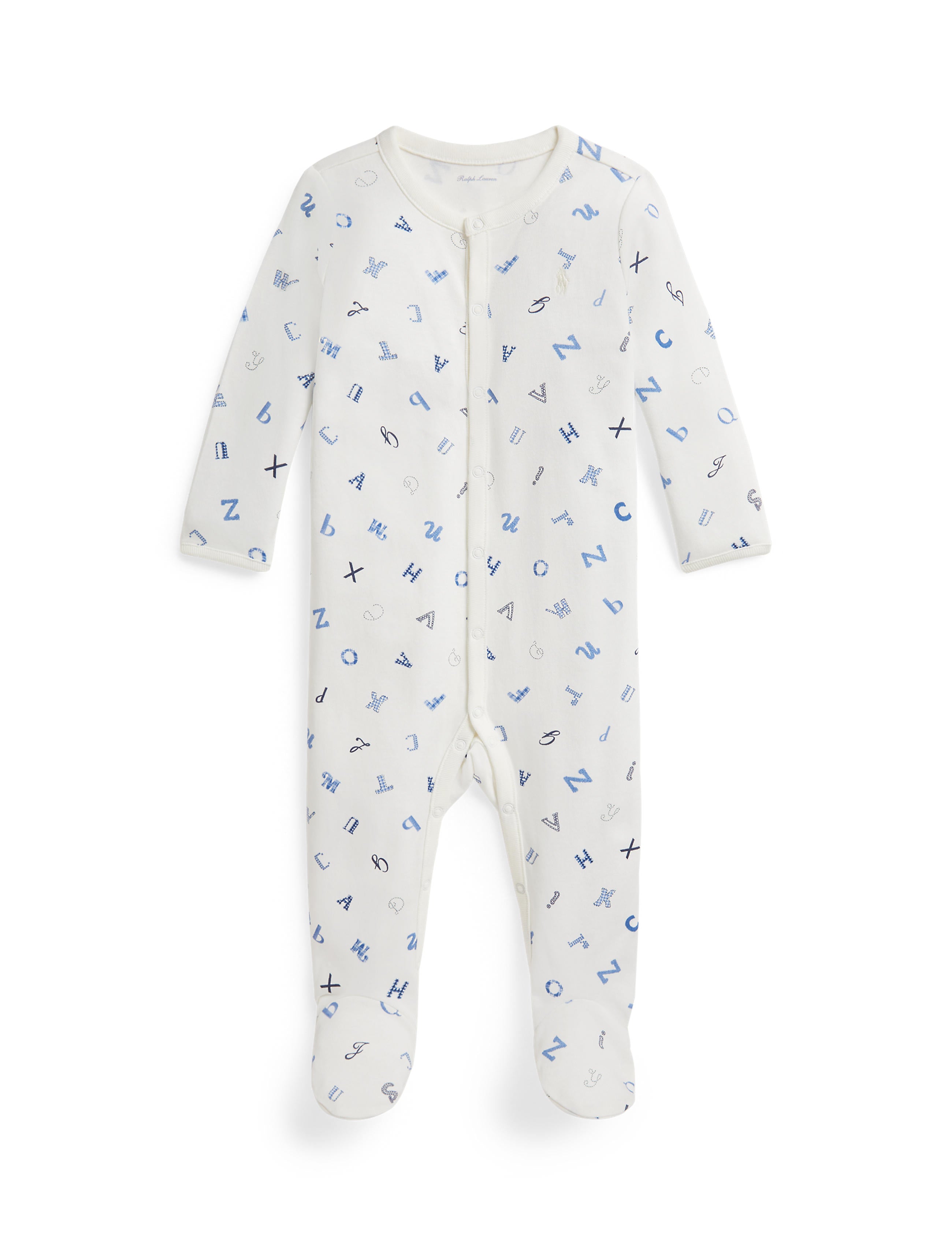 Long-Sleeve Interlock Novelty Alphabet Printed Coverall